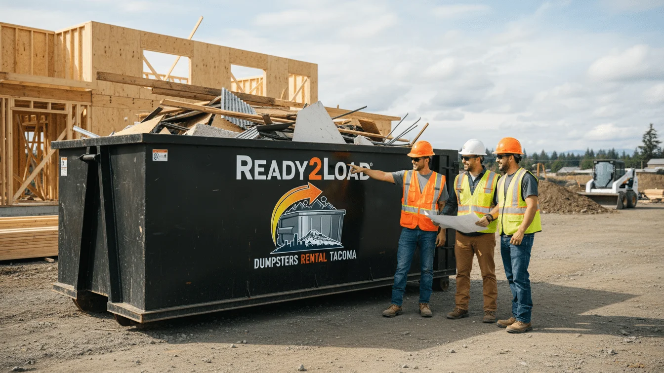 ready2load dumpster at a construction site