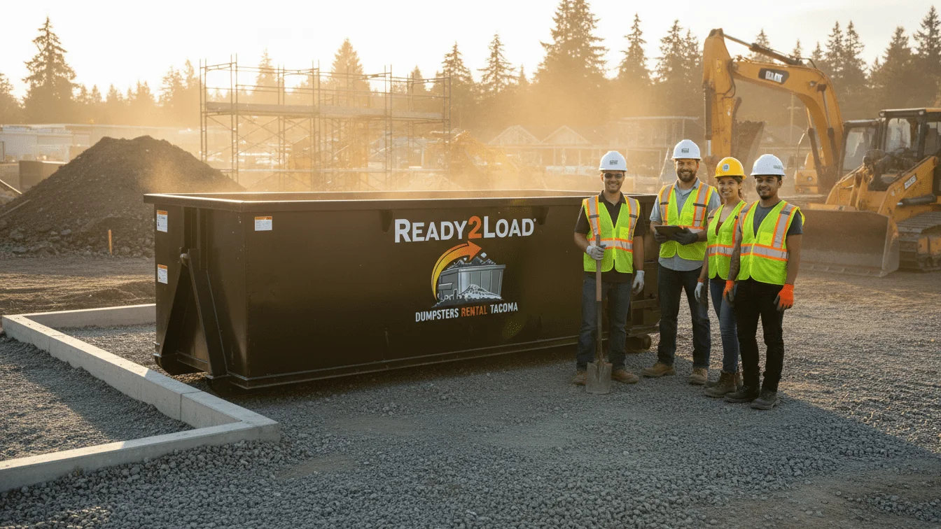 ready2load dumpster on construction site