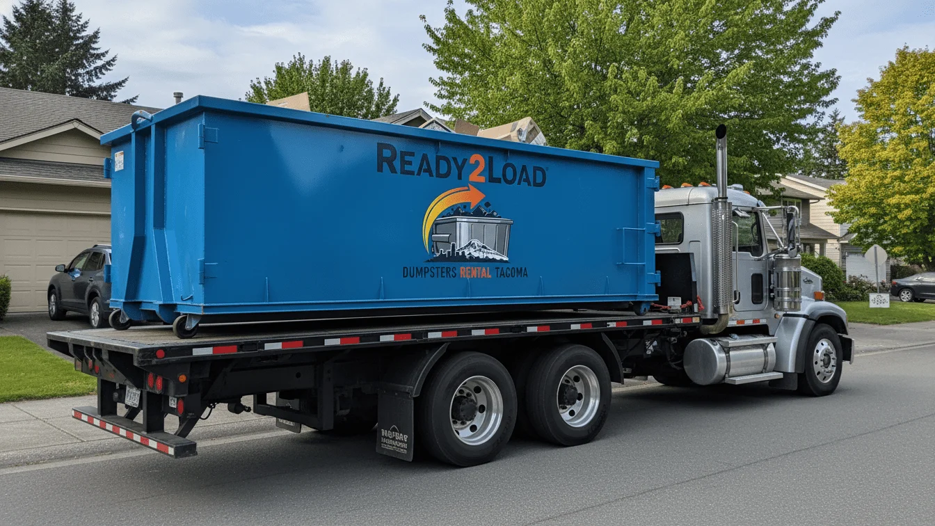 ready2load dumpster on way to delivery